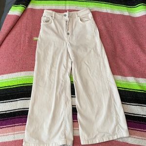 Crop wide leg white jeans